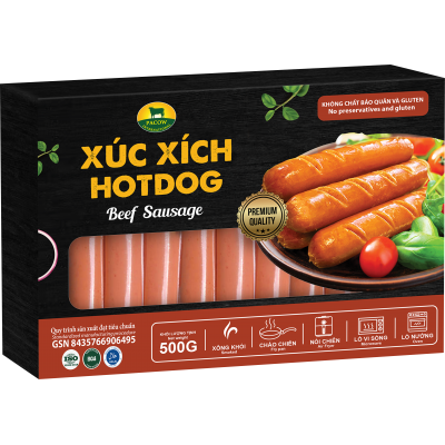 XÚC XÍCH BÒ HOTDOG 500G (HỘP GIẤY)
